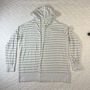 Cynthia Rowley Women’s Hoodie Cardigan – Size M – White w/ Green Stripes (G8)